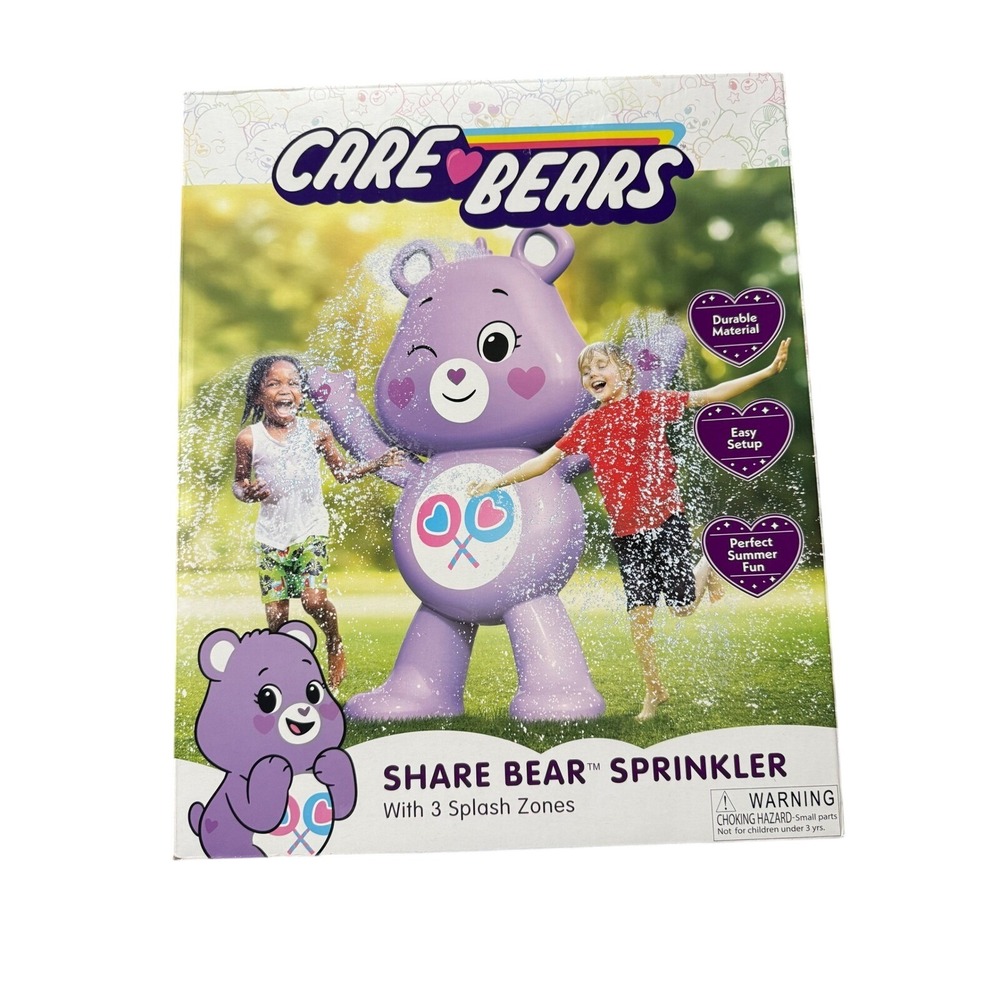 Care‎ Bears Share Bear Sprinkler Kids Purple New Inflatable 3 Splash Zones Toy
